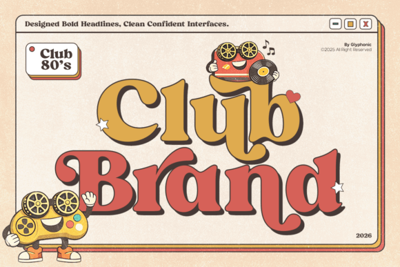 Club Brand: A Bold Retro Serif Display Font for Digital Design